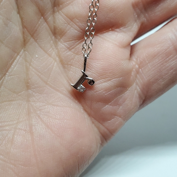 Nadri Sterling Silver Tiny r Pendant Necklace - Picture 6 of 8